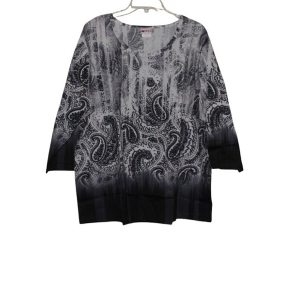 American Sweetheart Women's Size XXL Short Sleeve Blouse T Shirt Paisley NEW - Picture 3 of 5